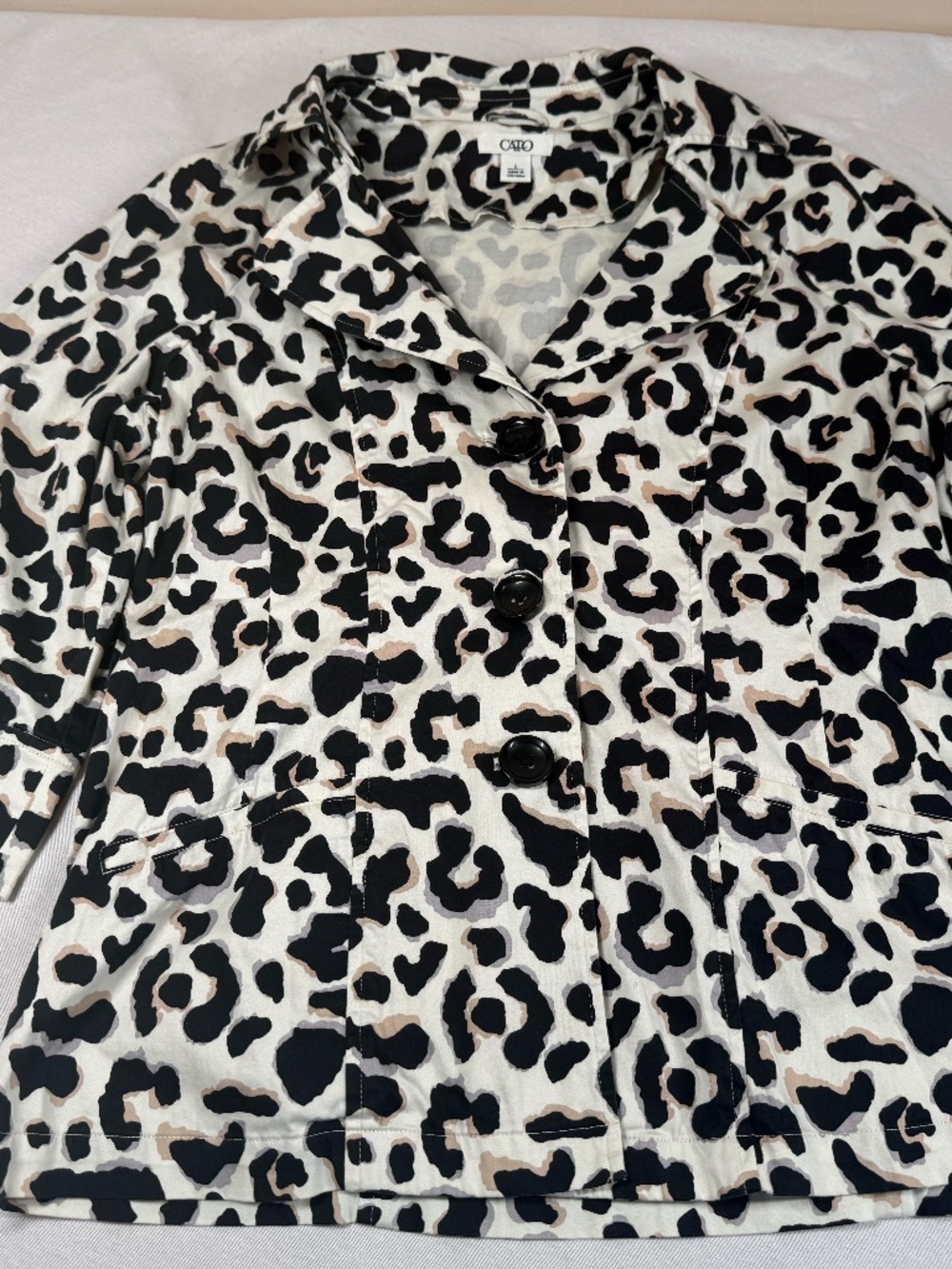Cato Women's Blazer Quarter Sleeve Size Large - Cow Print